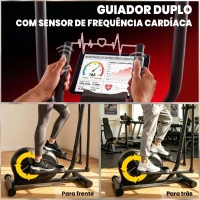 SPORTNOW Bicicleta Elíptica Silenciona com Bluetooth Compatível com App Resistência Ajustável em 8 Níveis e Ecrã LCD 100x52x153 cm Preto e Amarelo(m-7)