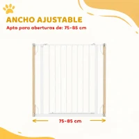 PawHut Barrera de Seguridad para Perros 75-85 cm para Puertas y Escaleras Apertura en Dos Sentidos Doble Bloqueo Blanco(m-4)