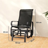Outsunny Outdoor Gliding Rocking Chair with Sturdy Metal Frame Garden Comfortable Swing Chair, Black(m-3)