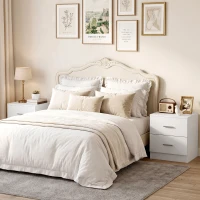 HOMCOM Modern Bedside Table, Beside Cabinet with 2 Drawers, for Bedroom, Living Room, White(m-9)