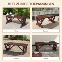 Outsunny Tuinbank bank tuinmeubelen rustieke bank massief hout bruin(m-7)
