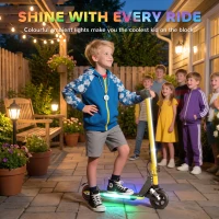 SPORTNOW Folding Electric Scooter for Kids, with Dual Brakes, Front Suspension, LED Colourful Lights, Gold Tone(m-5)