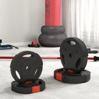 SPORTNOW Zestaw 4 ciężarków do hantli, 2 x 5 kg/10 kg, zestaw obciążników do sztangi 2,5 cm, średnica otworu 30 mm, kolor czarny(m-7)