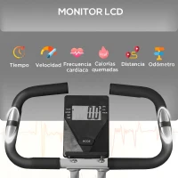 SPORTNOW Bicicleta Estática Plegable 8 Niveles Resistencia Magnética Monitor LCD Asiento Ajustable Sensor Ritmo Soporte Teléfono(m-4)