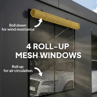 Outsunny 3 x 6 m Heavy Duty Carport, Portable Garage Car Canopy Tent with Galvanised Frame, Doors, Windows, Dark Grey(m-5)