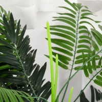 Outsunny Kunstpalm 125cm Groot kunstplant met 18 palmbladeren in pot voor woonkamer balkon(m-13)
