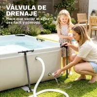 Outsunny Piscina Desmontable Tubular 316x238x66,5 cm 3700 L con Marco Metálico Parche de Reparación sin Depuradora Gris(m-7)