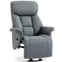 HOMCOM Relaxsessel, Liegefunktion, Lederoptik, Fußstütze, bis 120 kg, 78 x 80 x 109 cm, Grau(m-1)