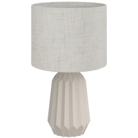 HOMCOM Tischlampe, Tischleuchte, Nachttischlampe mit Leinenschirm, Wippschalter, Schreibtischlampe, 22 x 22 x 39 cm, Beige