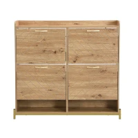 Space-Saving Shoe Cabinet with 4-Door Storage, Ideal Shoe Rack for Entrance Areas or Corridors, 108.5L x 24W x 100H cm, Natural(m-2)