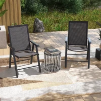 Outsunny Conjunto de 2 Cadeiras Dobráveis para Exterior Cadeiras para Jardim com Textilene e Metal  58x64x94 cm Cinza Escuro(m-10)