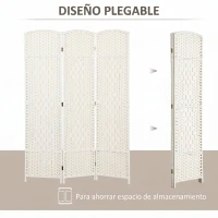 HOMCOM Separador de Ambientes de 3 Paneles Biombo Plegable 135x180 cm Pantalla de Privacidad de Polipropileno Blanco(m-4)