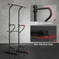 HOMCOM Power Tower Dip Station Pull Up Bar Multi-Function Push Up Equipment with Adjustable Height for Home Gym Strength Training Workout Fitness(m-7)