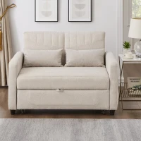 Adjustable Sofa Bed with 3-Level Backrest, Comfortable Couch for Small Apartments, Living Rooms, or Bedrooms, 112L x 169W x 59H cm, Beige(m-9)