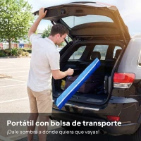 Outsunny Sombrilla de Playa con Mesa Plegable y Portavasos Ø198 cm Altura Ajustable Inclinación Bolsa de Transporte Multicolor(m-9)