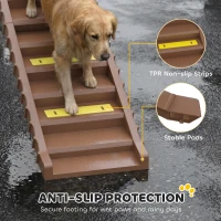 PawHut Dog Car Ramp with Anti-Slip Steps, 10-Steps Pet Stairs for Pets to Access Cars and High Beds, Brown(m-5)