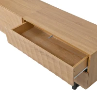 Practical TV Cabinet with 2-Door Cabinet and 2 Drawers, Solid TV Stand with Metal Legs and Particleboard Frame, 180L x 38W x 51.5H cm, Wood(m-8)