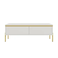 Spacious Coffee Table with 2 Hidden Drawers, Versatile Room Table for Italian-Style Rooms or Cream-Toned Spaces, 100L x 50W x 36H cm, White(m-2)