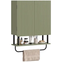 HOMCOM Bathroom Wall Cabinet Modern Space Saver Wall Mounted Cabinet Doors Storage Green(m-13)
