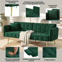 Space-Saving Sofa Bed with Folded Backrest, Ideal Sofa Sleeper for Small Apartments or Dormitories, 178L x 82W x 70H cm, Green(m-5)