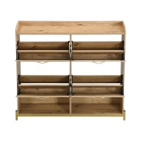 Space-Saving Shoe Cabinet with 4-Door Storage, Ideal Shoe Rack for Entrance Areas or Corridors, 108.5L x 24W x 100H cm, Natural(m-10)