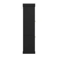 Modern Freestanding Display Cabinet with Height-Adjustable Shelves, LED Lighted Tall Showcase for Industrial Interiors, 80L x 40W x 180H cm, Black(m-11)