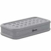 Outsunny Colchón Hinchable Individual Plegable con Bomba Inflado 3 Min Desinflado 2 Min Bolsa Carga 200 kg 190x97x39 cm Gris(m-11)