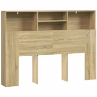 HOMCOM Cabecero de Cama 140 cm con Almacenaje Cabezal de Cama con 4 Compartimentos Abiertos para Dormitorio Roble(m-1)