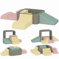 AIYAPLAY Juego de 7 Bloques de Espuma para Niños con Fundas de Pana Lavables para Escalar y Gatear Multicolor(m-1)