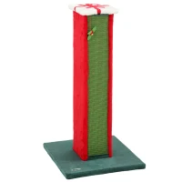 PawHut Cat Scratching Post for Indoor Cats, 81cm Tall Cat Scratcher with Sisal Rope, Hanging Bell Toy, Stable Base, Green & Red(m-1)