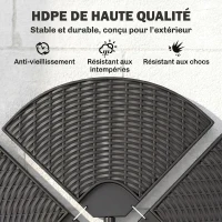 Outsunny Lot de 4 dalles de lestage pour parasol déporté dim. tot. 100L x 100l x 8H cm HDPE aspect rotin noir(m-6)