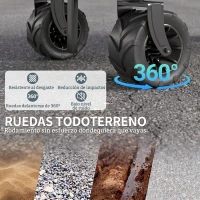 Outsunny Carro de Jardín Plegable Carga 70 kg con Ruedas Delanteras Giratorias 360° y Altura del Manillar Ajustable Gris Oscuro(m-5)