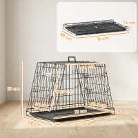 PawHut 30"(76 cm) Car Dog Crate Collapsible Slanted Travel Small Dog Cage with Tray & Handle 76L x 48W x 53H cm(m-3)