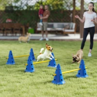 PawHut Agility Set Hunde 3-teiliges Agility-Ausrüstung für Hundetraining Steckhürdenset mit 6 Kegel 3 Hürden Tragetasche(m-10)