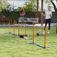 PawHut Agility Set Hunde 3-teiliges Agility Ausrüstung mit Slalomstangen Tragetasche Trainingsset für alle Hundegrößen Orange(m-10)