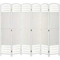 HOMCOM Biombo Separador de Ambientes de 6 Paneles Plegable de Cuerda de Papel 160x170cm Decoración para Dormitorio Blanco(m-1)