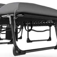 Outsunny Lot de 2 Bains de Soleil Transat de Jardin Matelas XXL 9cm Inclinable 180° Plat Pliable à 5 Positions 200x57x38cm Gris(m-12)