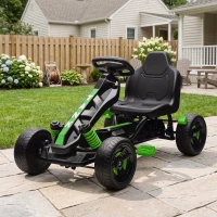 AIYAPLAY Pedal Go Kart for Kids Aged 3-6 Years, with Freewheel System, Brake, EVA Anti-Slip Wheels, Green(m-9)