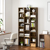 HOMCOM 21-Compartment Bookshelf - Brown(m-10)
