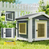 PawHut Caseta para Perros Exterior de Madera Casa para Perros Medianos con Techo Asfático Suelo Extraíble 98x76x69,5 cm Gris(m-4)