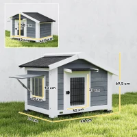 PawHut Caseta para Perros Exterior de Madera Casa para Perros Medianos con Techo Asfático Suelo Extraíble 98x76x69,5 cm Gris(m-3)