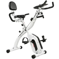 SPORTNOW Vélo d'Appartement Pliable Vélo de Fitness 3 en 1 Silencieux Connecté Kinomap Bluetooth et Zwift 105x53,5x109cm Blanc(m-19)