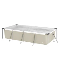 Outsunny Piscina Desmontable Tubular 394,5x208,3x80,5 cm 6075 L con Marco Metálico Parche de Reparación sin Depuradora Gris(m-11)
