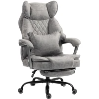 HOMCOM Executive Office Chair, Leathaire Big and Tall Office Chair 180 kg with Wide Seat, Reclining, Lumbar Support, Grey(m-1)