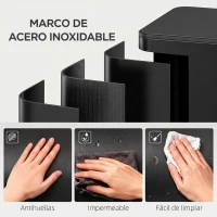 HOMCOM Papelera Cocina de Acero Inoxidable con 3 Compartimentos 3x15L con Pedales Tapas de Cierre Suave y Cubo Extraíble Negro(m-8)