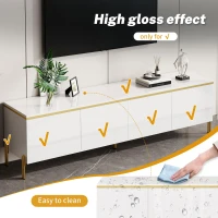 Spacious TV Stand with 4-Door Storage, Functional TV Cabinet for Modern and Italian Minimalist Living Rooms, 170L x 38W x 50H cm, White(m-4)