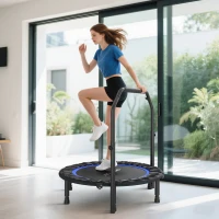 SPORTNOW Cama Elástica Plegable Ø102 cm con Mango Ajustable Marco de Acero para Entrenamiento Piernas Cuerpo Azul y Negro(m-10)