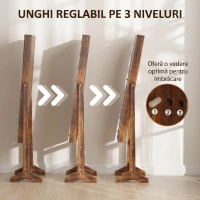 HOMCOM Dulap pentru Bijuterii cu Oglindă Reglabilă și Lumini LED 36x30x136 cm Maro Rustic(m-6)