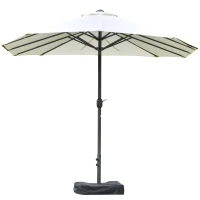Outsunny Ombrellone Doppio a 12 Stecche con Base a Croce e Manovella, in Acciaio e Poliestere, 455x265x238 cm, Beige(m-11)