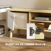 HOMCOM Mueble TV de Salón con 2 Puertas 2 Estantes y 5 Patas para Televisores de hasta 65'' para Dormitorio 150x30x42 cm Roble(m-4)